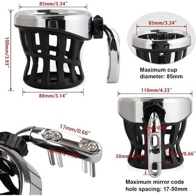 Motorcycle Handlebar Drink Cup Holder Fits Most Cups for Harley Road King Electra Glide Sportster Dyna Softail 1996-UP