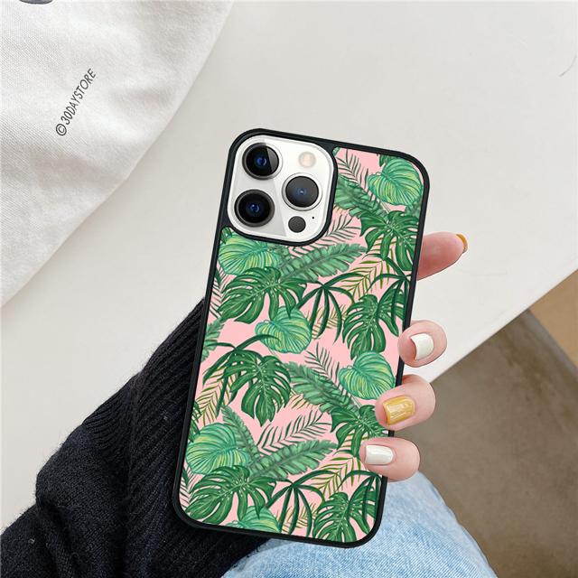 Monstera Blüte Tropische Grüne Blätter Handyhülle Cover für iPhone 17 Air 16 15 14 13 11 12 Pro Max PlusS Hülle