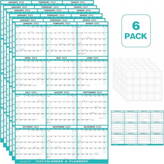 24" x 36" 2026 Wall Calendar, Folded Wet & Dry Erase Wall Calendar 12 Month, Annual Yearly Planner Yearly Laminated Calendar 2026