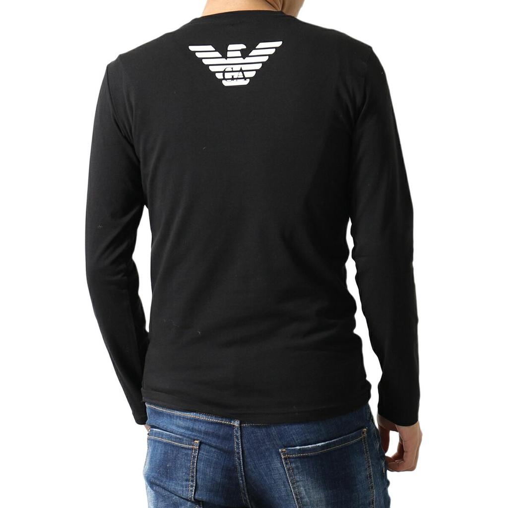 Emporio Armani Letter Logo Printed Crew Neck Long Sleeve Regular T-Shirt Men Tops Black 111023-2F725-00020