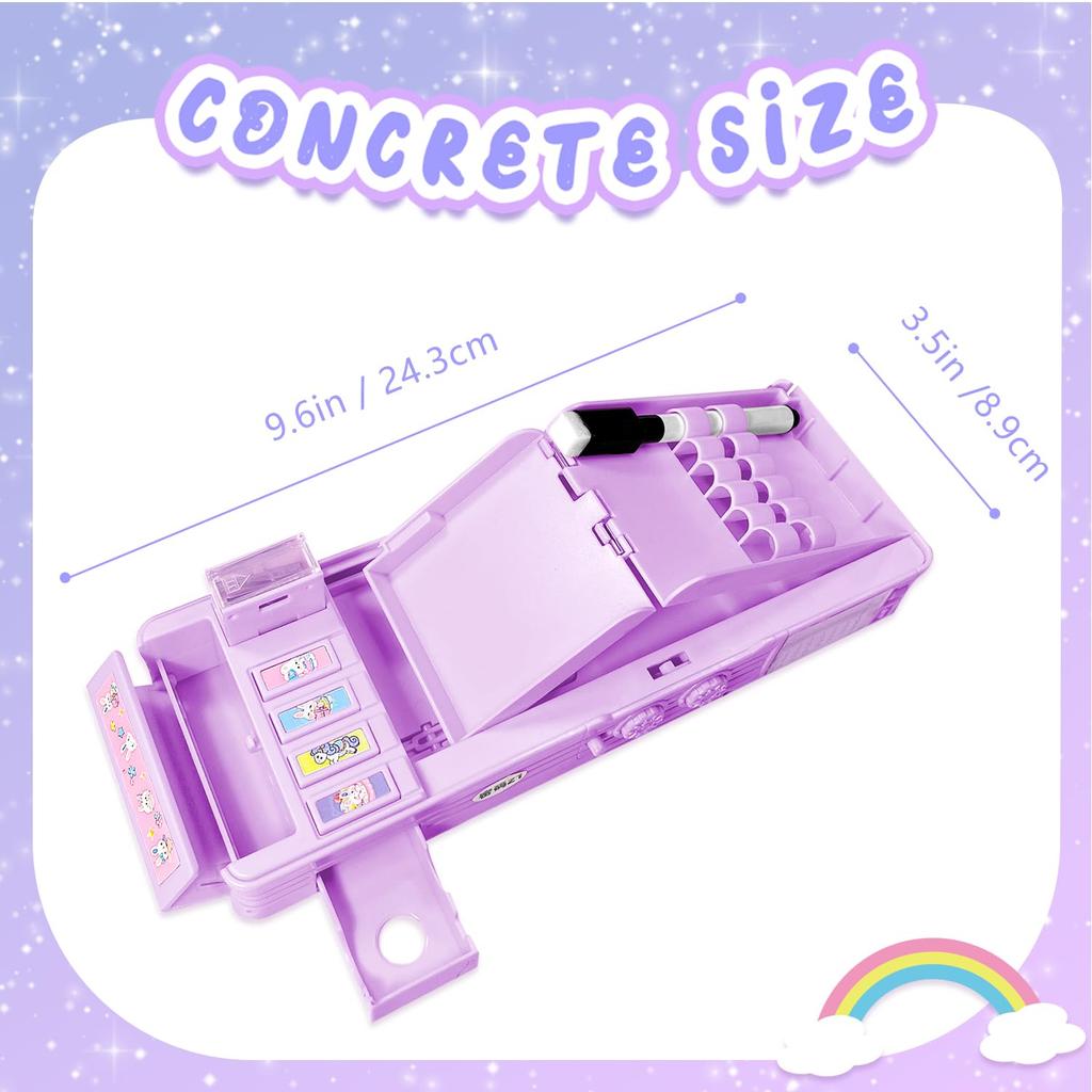 Lilybeauty Pencil Case for Elementary School Girls and Password Pencil Case with Pencil Cute Stationery Boys, Double-Sided Opening, Multifunctional,