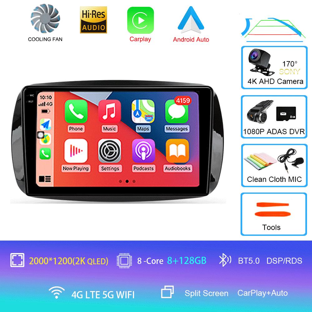 Car Radio Android 14 Carplay For Mercedes Benz Smart 453 Fortwo 2014 2015 2016 -2020 Multimedia Player Navigation GPS Stereo DSP