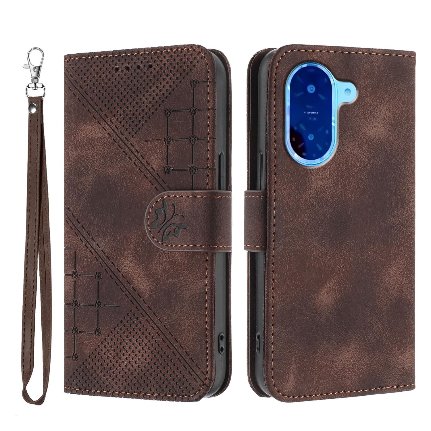 

Для Xiaomi Redmi A5 4G (171.7*77.8*8.3мм) Шкіряний чохол-гаманець з тисненням метелика та квітки, чохол для телефону зі шнурком Coffee