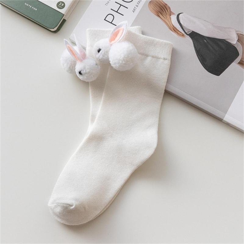 Women Calf Socks Ruffle Crew Socks Cotton Bootie Socks Lolitas Loose Socks Cute Rabbit Ankle Socks JK Middle Tube Socks