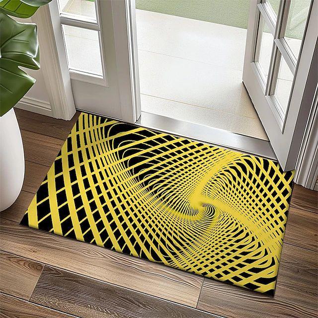 Blue Neon Grid Printed Carpet Abstract Geometric Printed Door Mat Living Room Bedroom Entrance Decoration Floor Mat
