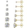 6 Pairs Stud Earrings Set, Hypoallergenic Cubic Zirconia 316L Earrings Stainless Steel CZ Earrings 3-8mm