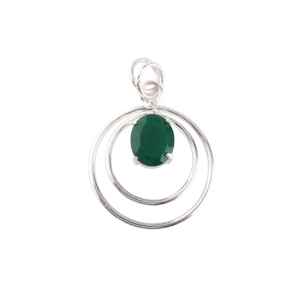 Green Onyx Gemstone 925 Sterling Silver Jewelry Women's Pendant Gift For Mother PP-61-17