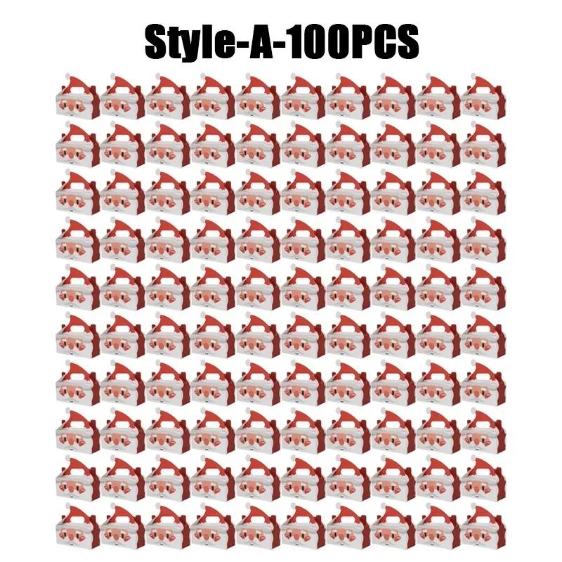 Weihnachtsgeschenkbox Quadratische Süßigkeitenboxen mit Griff Kekskuchen Gebäckboxen Leckerli-Verpackungsbox Party-Geschenkboxen Partyzubehör