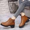Fashion Elegant with Medium Heels Leather Warm Ankle Boots for Women Autumn Winter Round Toe Booties Designer Luxury Woman Short Shoes