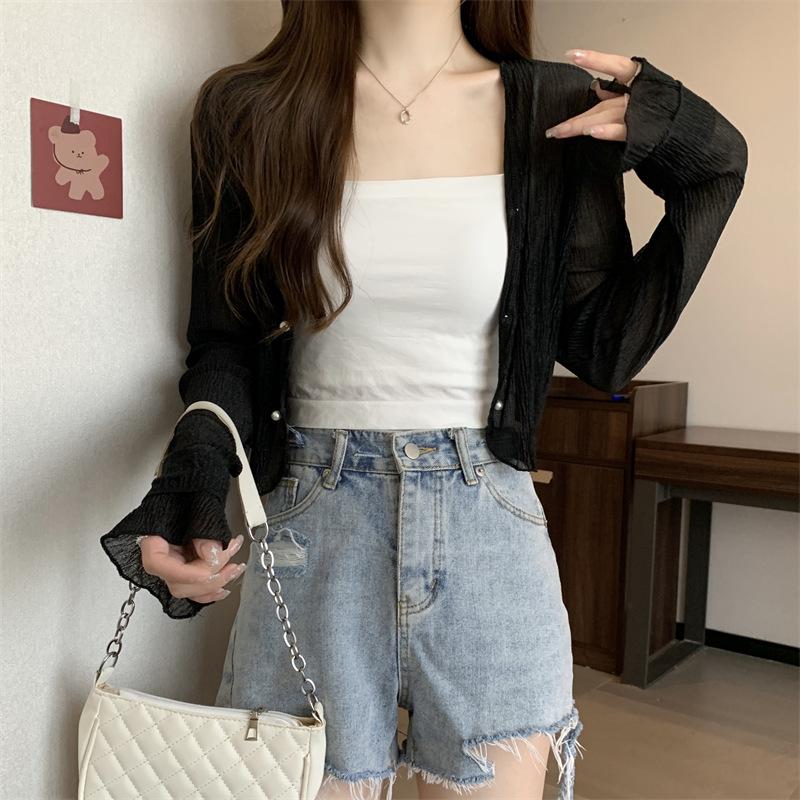 Sonnenschutz Langarm Chiffonbluse Damen Neues Schal Sommer Cardigan mit Studentenjacke Top Ins Trend