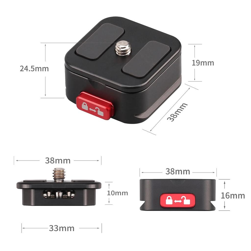 Quick Release Plate Tripod QR Plate Camera Mount Adapter Quick Setup Aluminum Alloy with 1 4 Inch Screw for DSLR