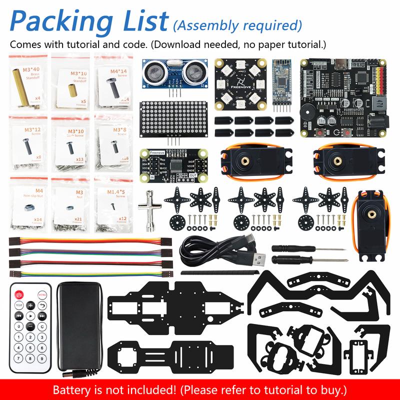 Freenove Robot Ant Kit for Arduino, Dot Matrix Expressions, Obstacle Avoidance, Wireless Control App, Ultrasonic Sensor Servo
