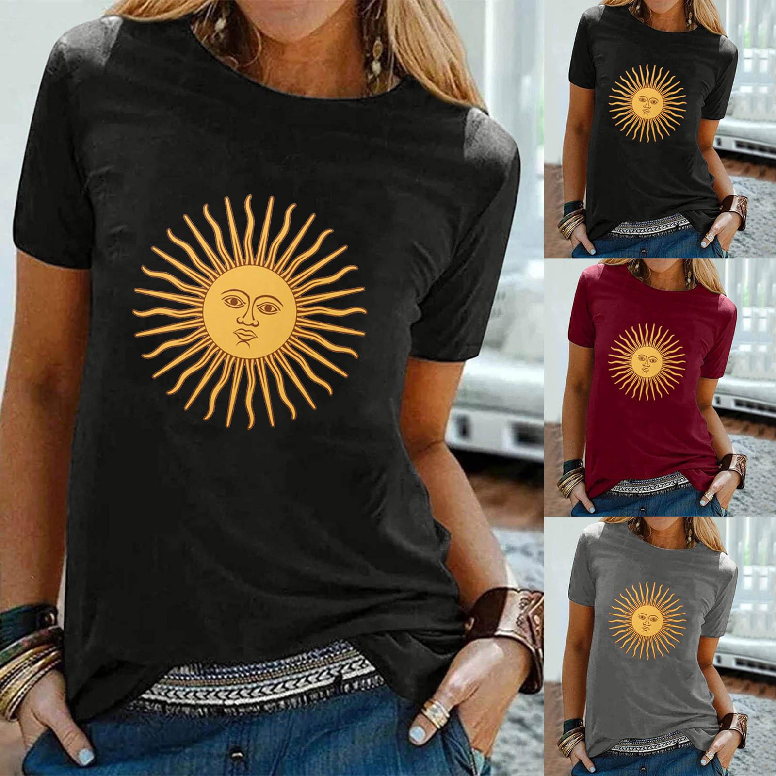 

Fashion Casual Women Short Sleeve Printed Ladies Tops Tee T-Shirt