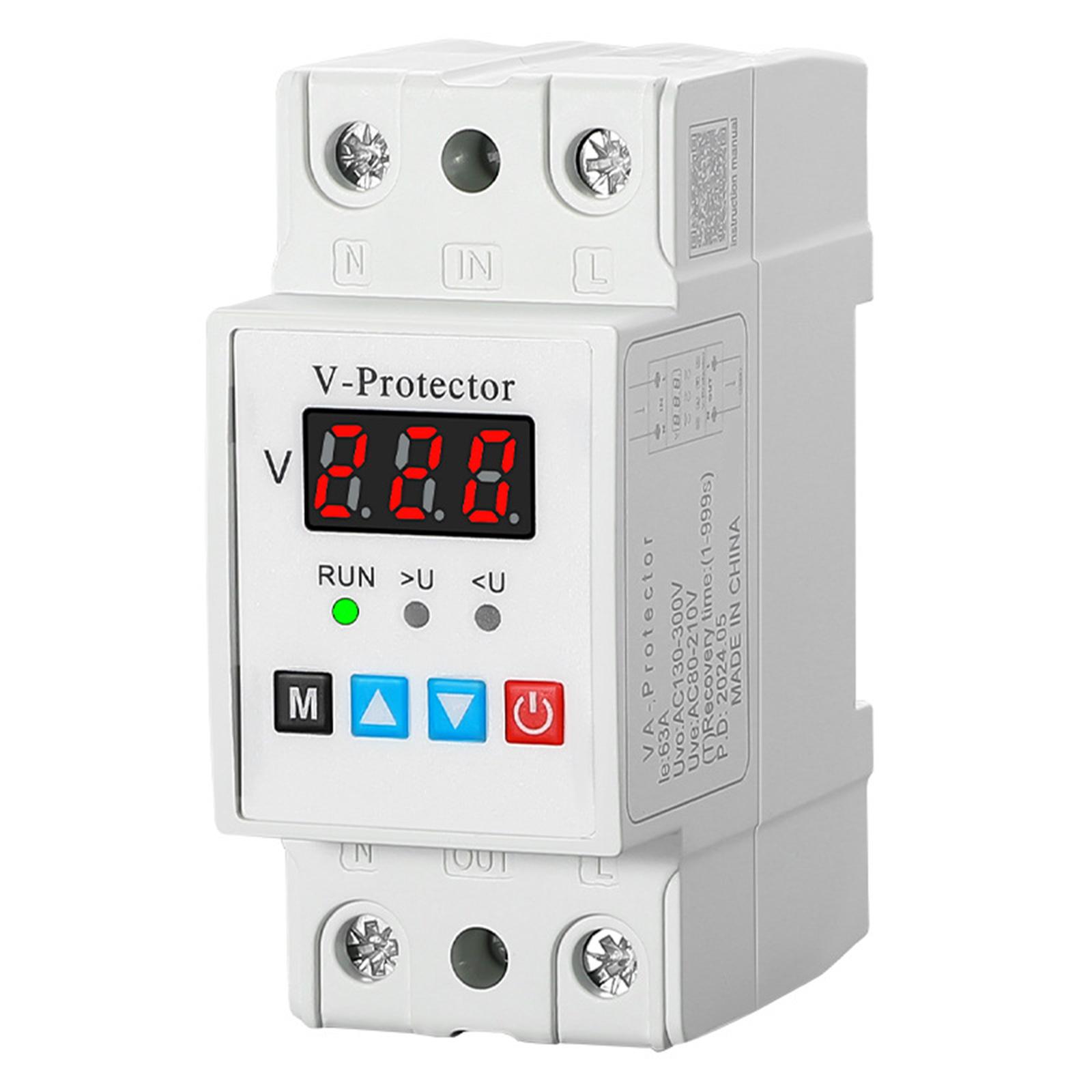 Цифровое сбрасываемое устройство защиты от перенапряжения и пониженного напряжения, цифровое устройство защиты от напряжения, пластиковое для домашнего и промышленного использования 63A