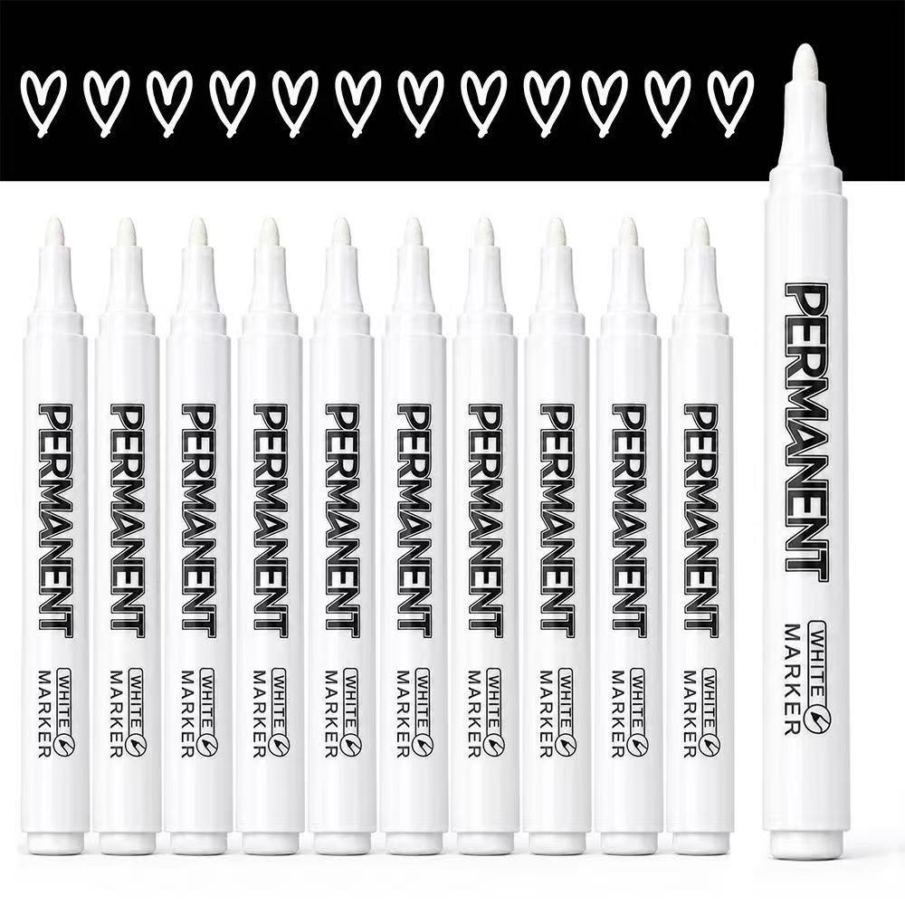 White Waterproof Oil-Based Highlight Marker - Fade-Resistant