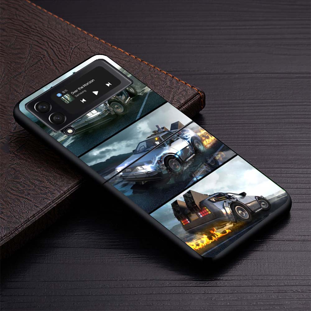 Back To The Future Time Machine Phone Case For Samsung Galaxy Z Flip3 Flip4 Flip5 Flip6 Flip7 For Z Flip 7 6 5 4 3 5G Hard Foldi