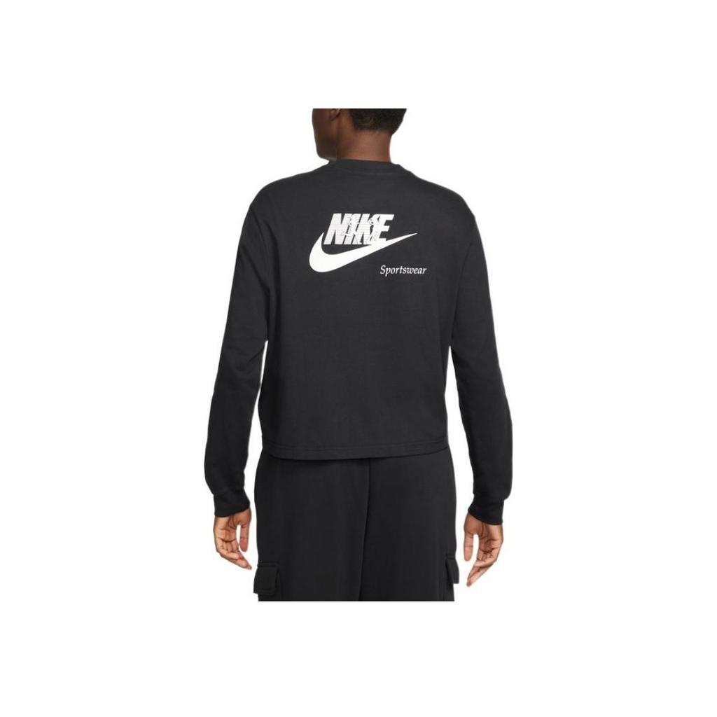 Nike Commuter Breathable Comfortable American Vintage Long Sleeve Drop Shoulder T-Shirt Women Tops Black DR9027-010