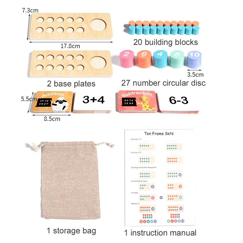 

Детская деревянная доска с цифрами, когнитивное сопоставление, операции сложения и вычитания, обучение логическому мышлению по Монтессори, математические игрушки 1 pcs