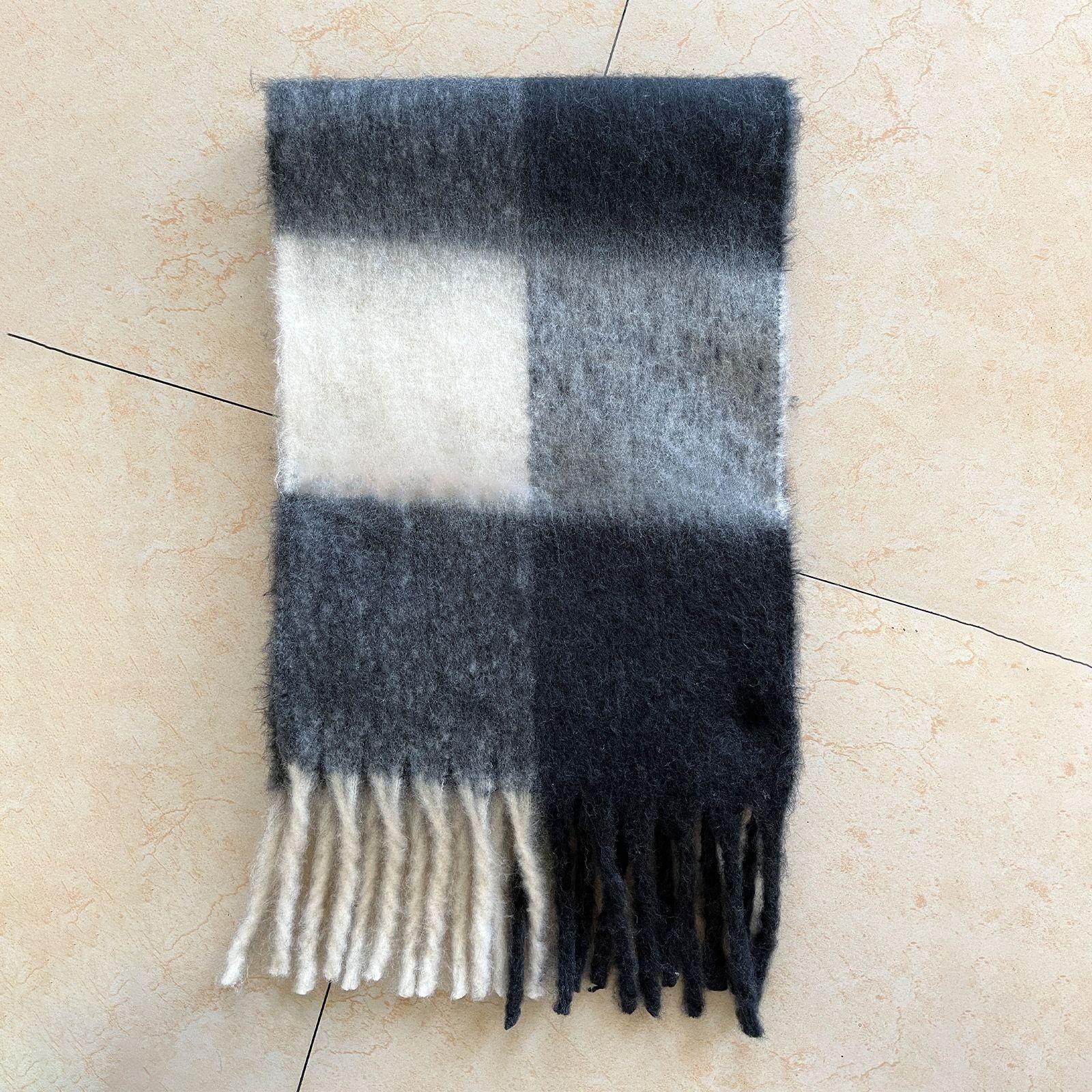 

Homemade new large plaid scarf women s winter warm atmosphere thickened black and white imitation cashmere scarf scarf