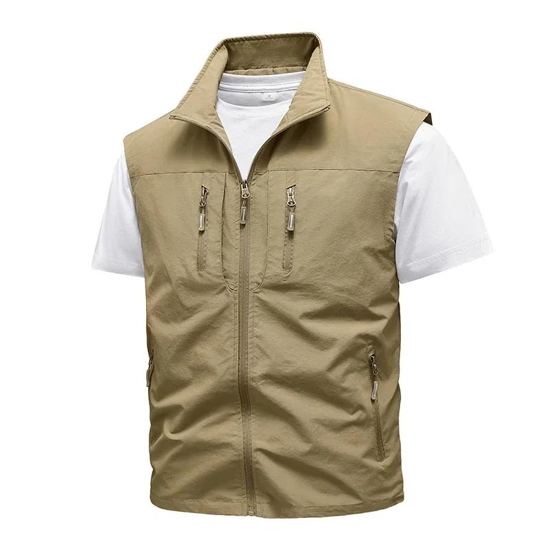 Gilet da Pesca da Escursione Estivo da Uomo Gilet da Fotografo da Uomo Giacca Senza Maniche in Rete Gilet con Tasche per Attrezzi 5XL