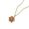 Elegant Zircon-Studded Rotatable Flower Pendant Necklace with Copper Inlay