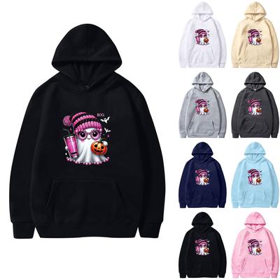 Γυναικείο μονόχρωμο φούτερ με μακρυμάνικο αποκριάτικο εμπριμέ με λαιμόκοψη