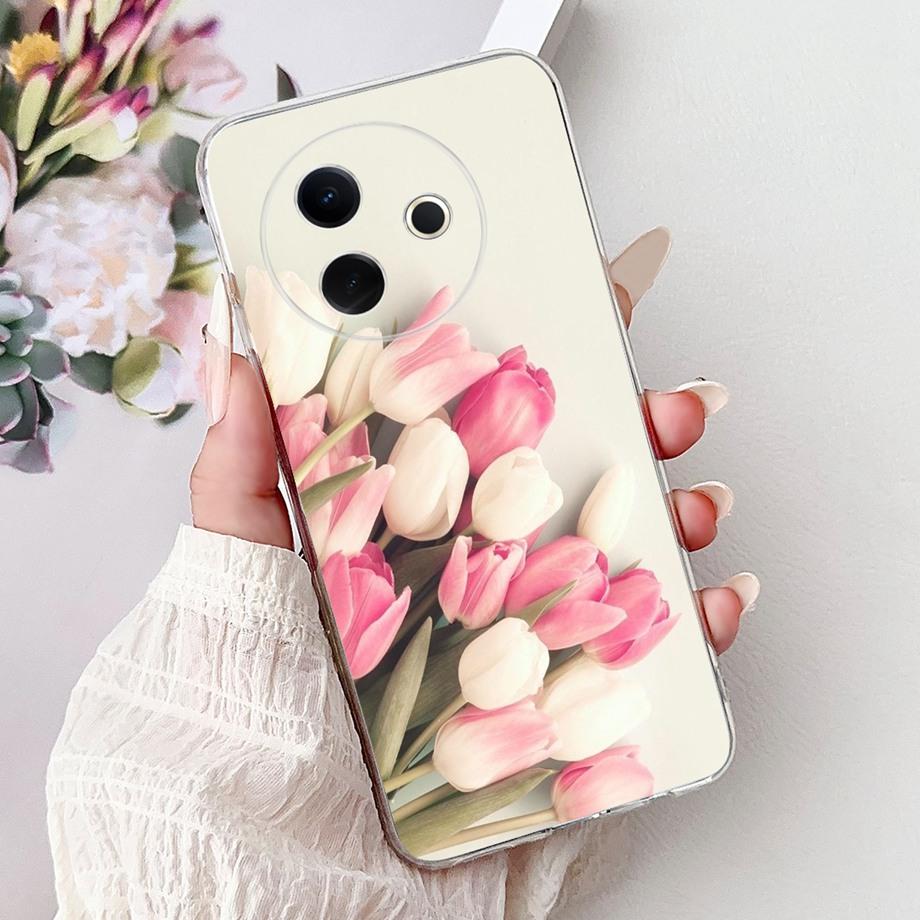 For Vivo Y39 5G Y300i 5G / Vivo V2436 V2444A Back Cover Girly Fashion Flower Butterfly Painting Case Soft Clear Silicone Funda