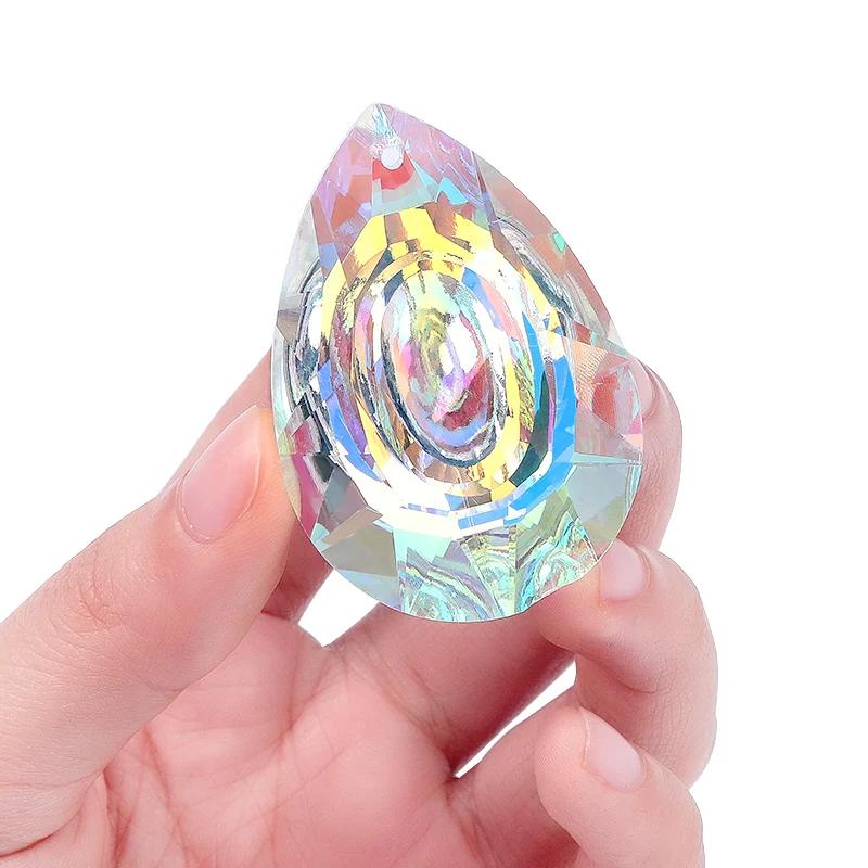 Crystal Glass Prism Pendants AB Color Hanging Suncatcher Accessories Rainbow Maker Ornament Crystal Chandelier Parts 10 Shapes