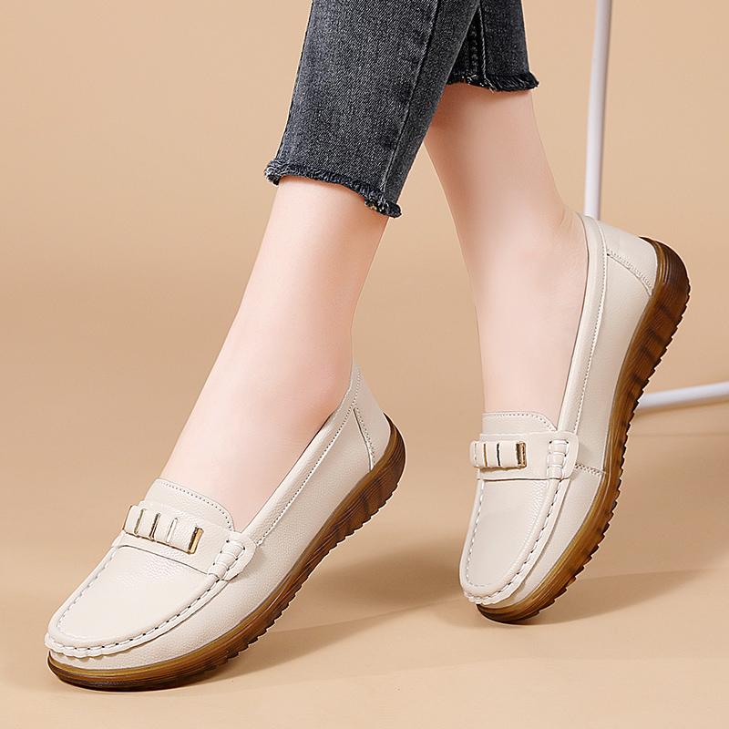 2026 New Comfort Casual Plus Size Fashion Hollowed-out Low Top Women's Shoes35-44 High Quality Flats Genuine Leather Moccasins