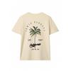 Women's Coconut Tree & Letter Print Drop Shoulder Tee
