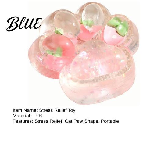 Cat Paw Stress Reliever 1/5Pcs Giant Squeeze Toy Relief Clear Glitter Fruit Kitten Work Ball Sensory Soft Animal Claw Pinch Fidget