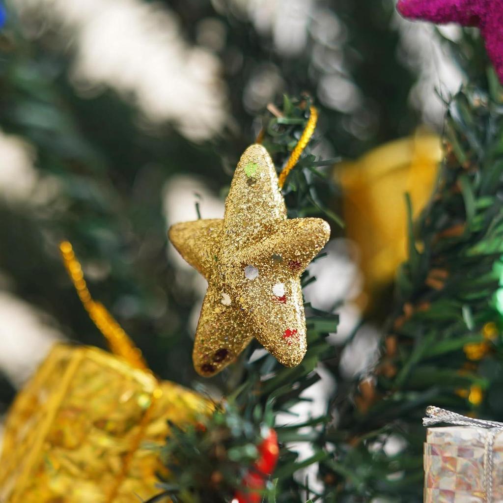 Wielokolorowe Brokatowe Gwiazdy(Zestaw 6)| na choinkę| gwiazda na choinkę | gwiazdki bożonarodzeniowe wiszące na zewnątrz wewnątrz dom biuro kościół