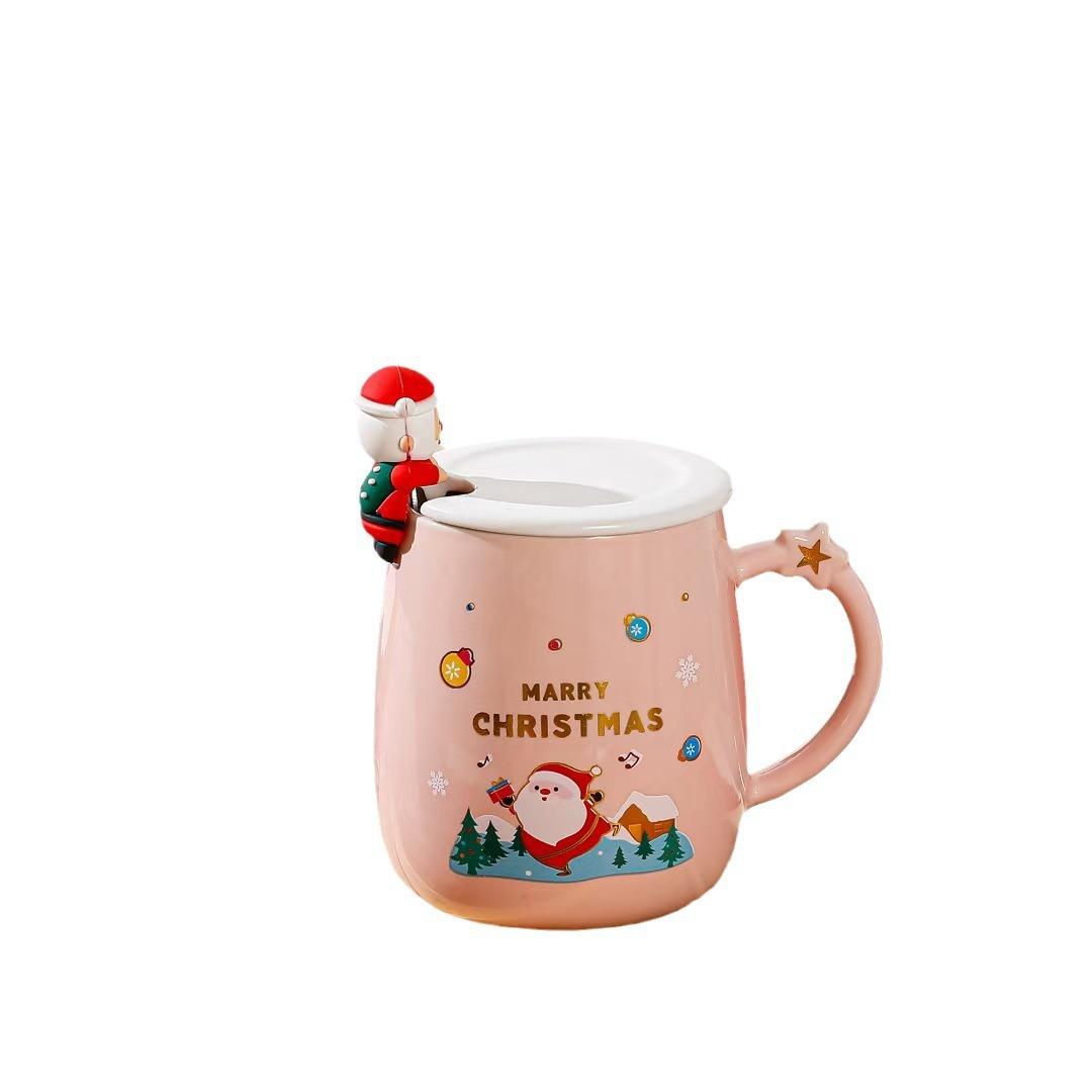 

Рождественская творческая личность керамическая кружка Санта-Клаус чашка для воды с крышкой ложка сувенирная кофейная чашка 420ML