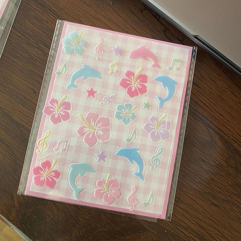 

1 лист Чехол для телефона Чашка для воды Клубника Декоративные наклейки Эстетические 3D Китайский гибискус Дельфин Капающая клейкая наклейка