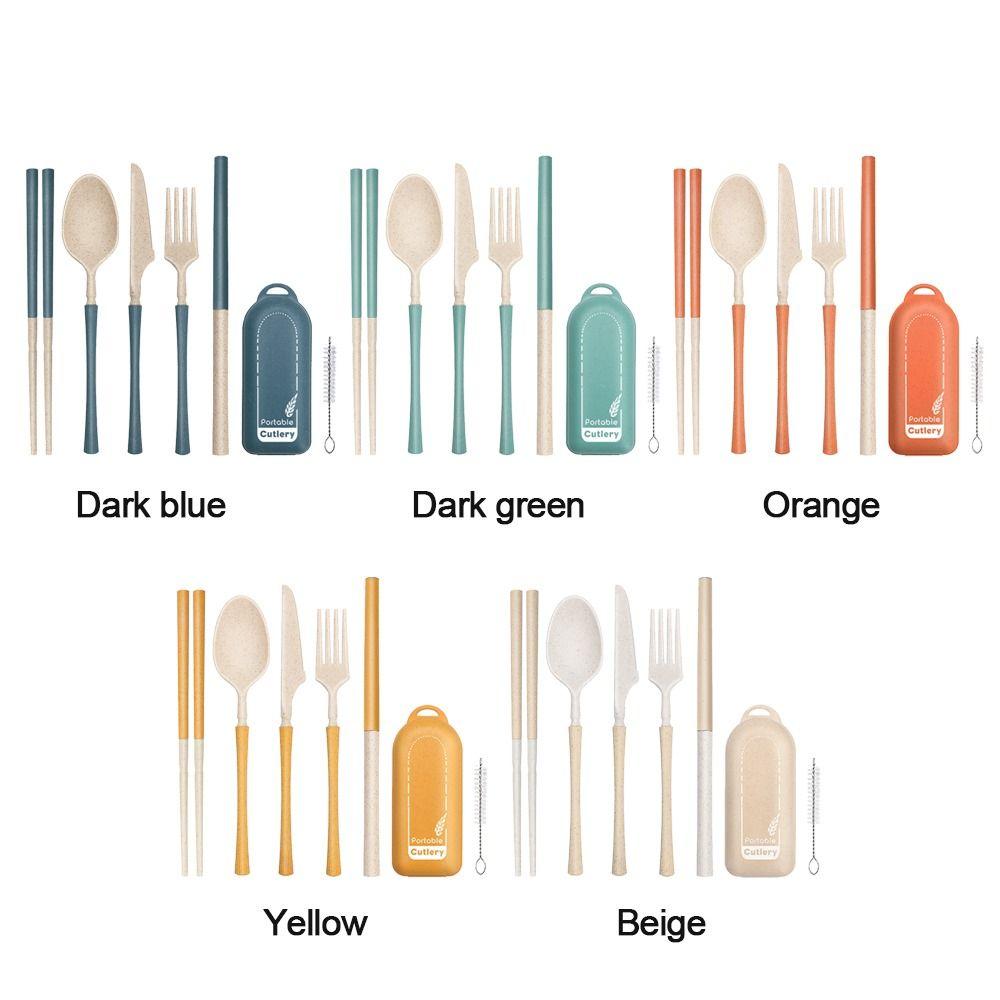 Camping Outdoor Tableware Knives Fork Spoon Chopsticks Straw Set Cutlery Set Dinnerware Set