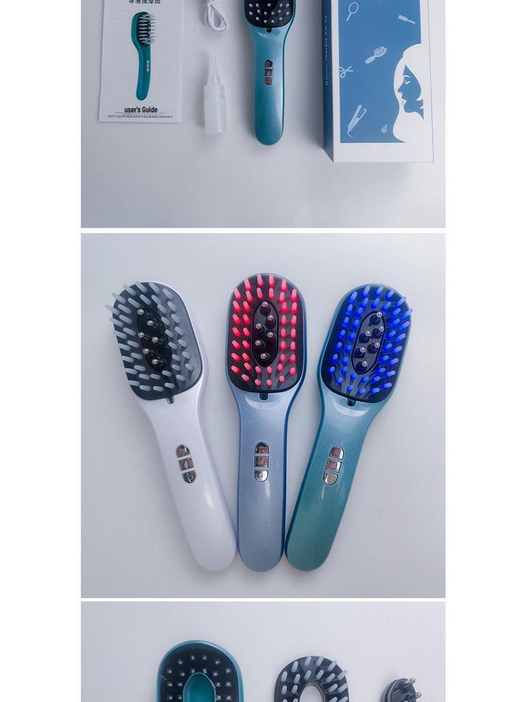 Tragbares Kopfhautmassagegerät: Negativ-Ionen Rot-/Blau-Licht Haarwachstumskamm