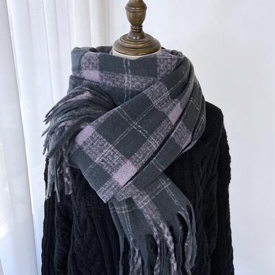 Luxury Autumn Winter Korean Plaid Scarf Women Thickening Warm Tassel Shawl Cashmere Imitation Muffler Fashion Designer Scarves