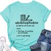 Summer new round neck casual Tshirt abibliophobia book print loose short sleeve top Womens allmatch fashion pullover