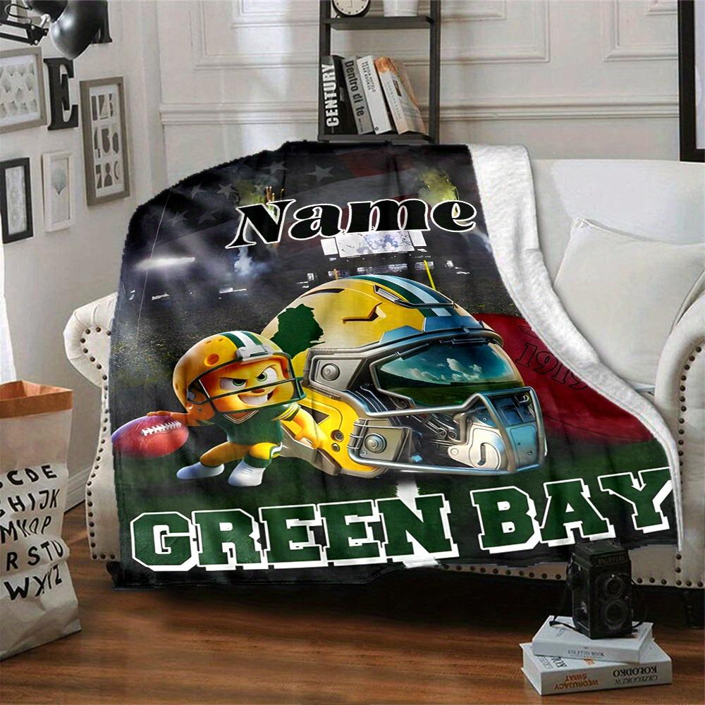 Football Player Helmet American Flag Stadium Customized Your Name Blanket Lightweight And Comfortable Warm Blanket Suitable For Bed Home Chair Office