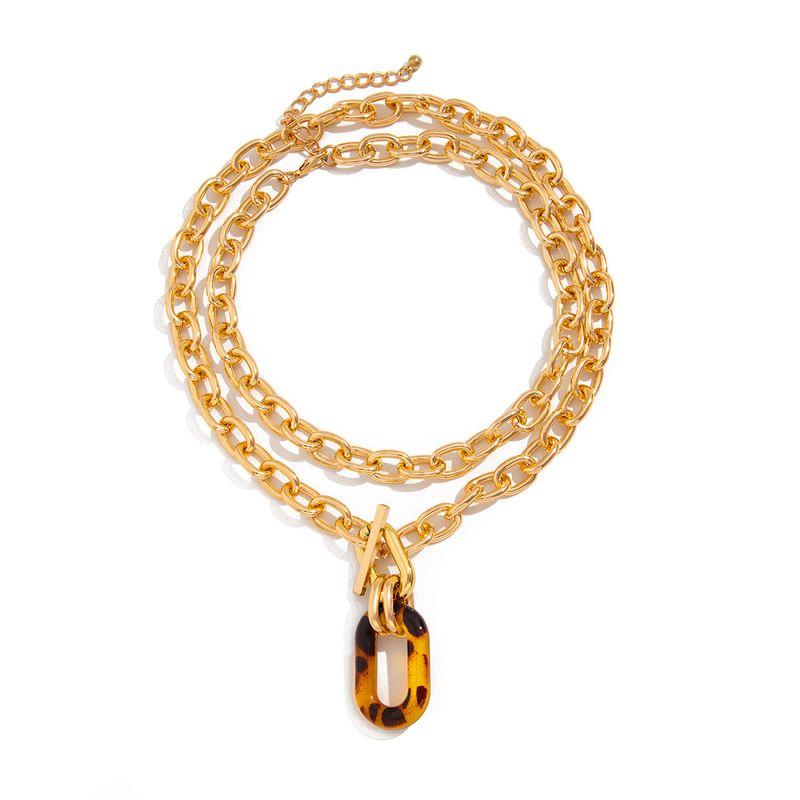 

2-Piece Cross Aluminum Zipper Necklace Suit European Hip Hop Sweet Cool Girl Banquet Bar Nightclub Accessories Gold Leopard Print