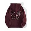 Rose Butterfly Graphic Unisex Hoodie with Drop Shoulder Sleeves
