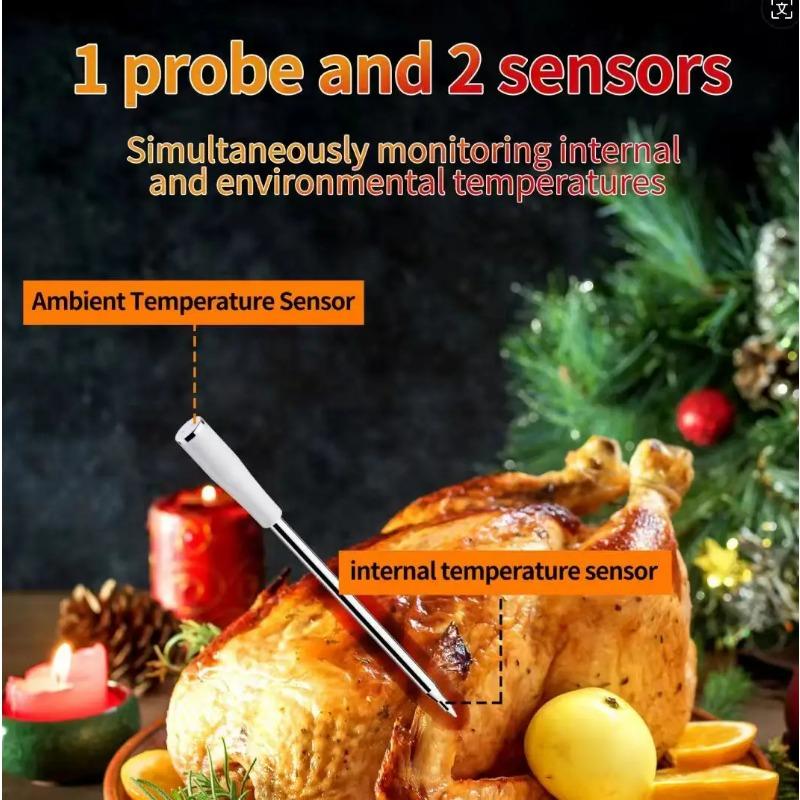 Rechargeable Smart Bluetooth 800FT Long Range Digital Wireless Kitchen Food Steak BBQ Meat Thermometer with Waterproof Probe