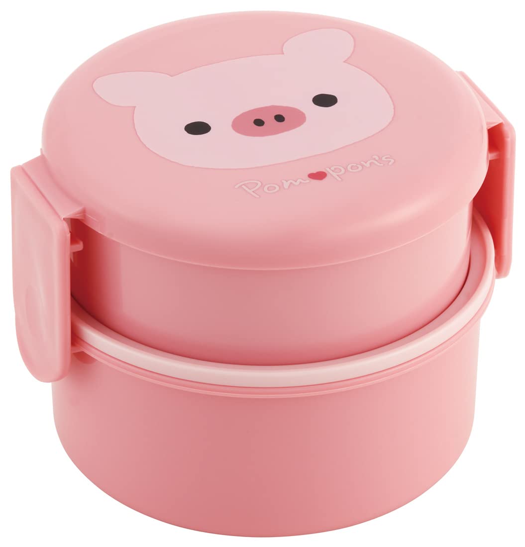 

Skater Pig Lunch Made in Pompon s Box, 500ml, Two-Tier, Round, Antibacterial, Japan, ONWR1AG-A