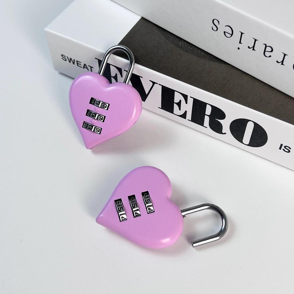 1pc Love Lock, Heart-shaped Lock, Combination Lock With Steel Wire Rope