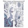Cortinas de tul transparente con forma de pulpo y tabla de navegación de barco pirata para dormitorio, decoración del hogar, cortinas de gasa