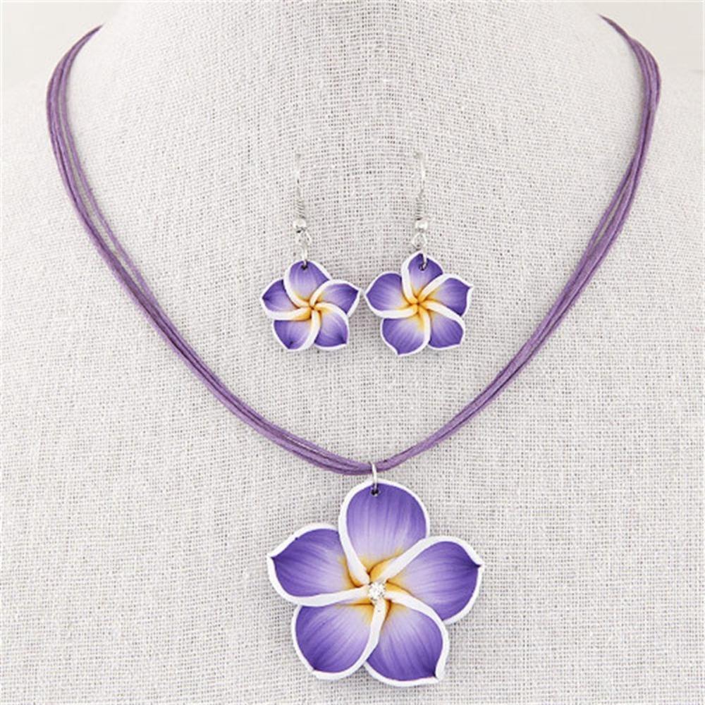 Bohemia Flower Necklaces Earrings Egg Flower Bohemia Style Jewelry Earrings Necklaces Set  Gift