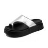 Thick-soled heightening set of toe cool slippers for women in the summer of 2025, wearing flip-flops with skirts, beach one-word slippers for women