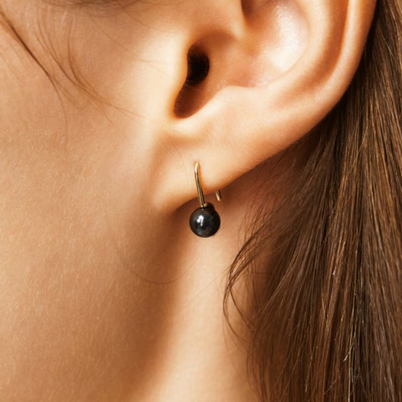 LUNNE 14k Hematite Gemstone Hook Earrings (14k Gold) #LFE31