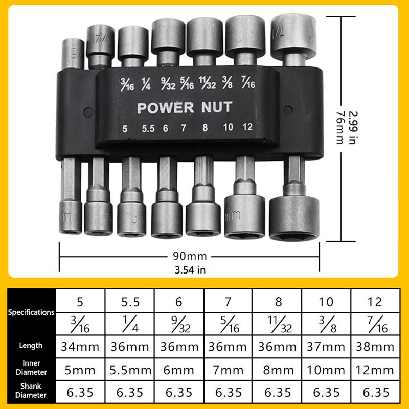 9/14 PCS Hexagon Socket Set Sleeve Nozzles Nut Driver Kit Screwdriver Bits Multi-size Wrench Power Tools Wrenches Hex Screw Key