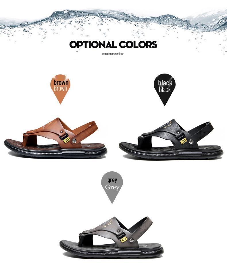 Men’s Genuine Leather Dual-Use Sandals and Slippers – Versatile Casual Beachwear